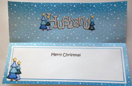 Merry Christmas Husband Trees Matching Large Dl Insert by Eunice Roberts