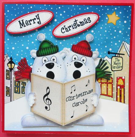Carol Singing Polar Bears Merry Carollers 3D Decoupage by Eunice Roberts