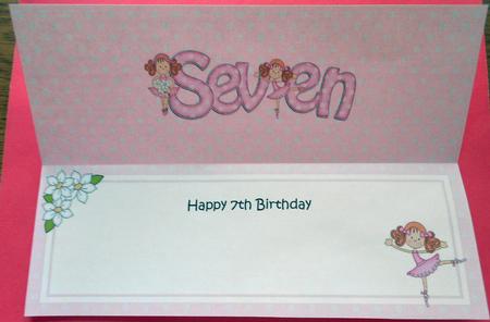 7th Birthday Ballerina Large Dl Matching Insert by Eunice Roberts