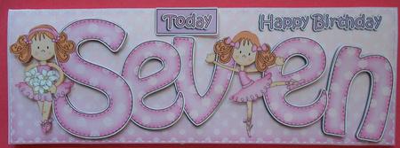 7th Birthday Ballerina Large Dl Quick Card N 3D Decoupage by Eunice Roberts
