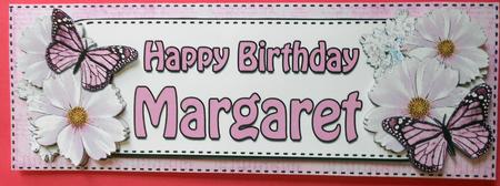 Large Dl Birthday Margaret Floral Butterflies 3D Decoupage by Eunice Roberts