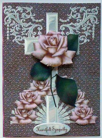 Sympathy Pearl Cross Pink Antique Rose by Eunice Roberts