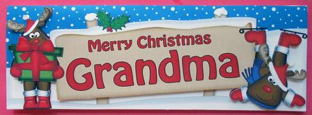 Xmas Grandma Rudolph Signpost Lge Dl Decoupage by Eunice Roberts