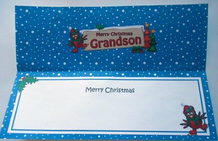Xmas Grandson Robin Signpost Large Dl Insert by Eunice Roberts