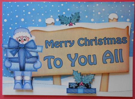 Xmas All of You Santa Signpost 5x7 Easicut Decoupage by Eunice Roberts