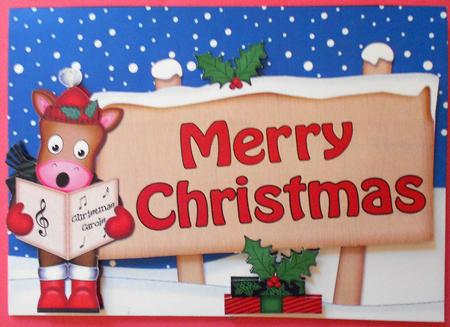 Xmas Merry Christmas Horse Signpost 5x7 Easicut Decoupage by Eunice Roberts