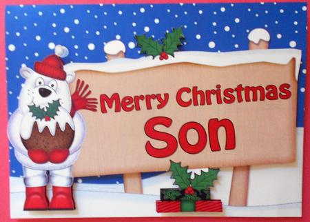 Xmas Son Polar Bear Signpost 5x7 Easicut Decoupage by Eunice Roberts