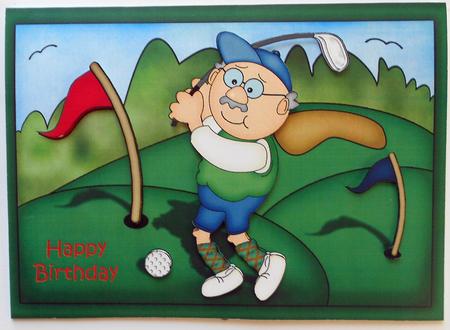 A4 Bert Loves Golf Card Topper by Eunice Roberts
