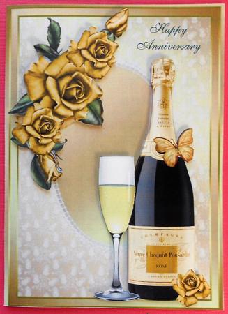 Champagne & Glass's with Gold Roses A4 by Eunice Roberts