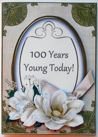 Cream Magnolia 100 Years Young Today Oval 7x5in Step by Step by Eunice Roberts