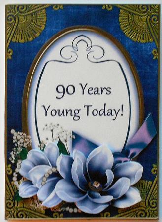 Dark Blue Magnolia 90 Years Young Oval 7x5in Step by Step by Eunice Roberts