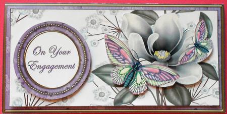 Lilac Butterfly Engagement Dl Decoupage Topper by Eunice Roberts