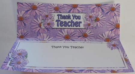 Thank You Teacher Daisies Floral Large Dl Matching Insert by Eunice Roberts