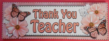 Large Dl Thank You Teacher Floral Butterflies 3D Decoupage by Eunice Roberts