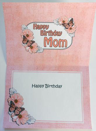 5x7 Birthday Mom Flowers & Butterflies Matching Insert by Eunice Roberts