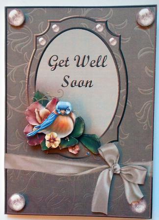 Get Well Blue Bird Card Front by Eunice Roberts