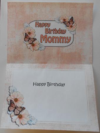 5x7 Birthday Mommy Flowers & Butterflies Matching Insert by Eunice Roberts