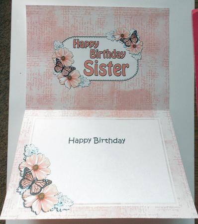 5x7 Birthday Sister Flowers & Butterflies Matching Insert by Eunice Roberts