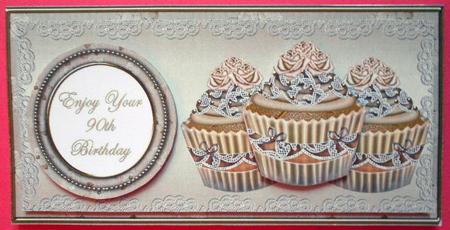 Cream Vintage Cupcake 90th Birthday Dl Decoupage Topper by Eunice Roberts
