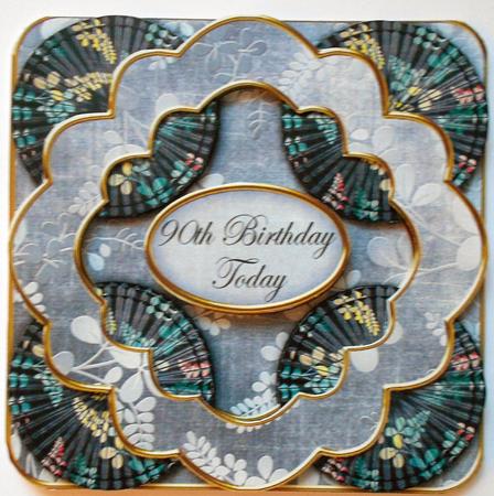 Black Oriental Fern 90th Birthday 3D Rosette Topper by Eunice Roberts