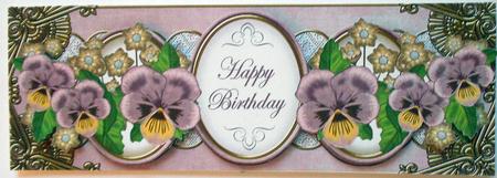 Dusky Pink Pansy Happy Birthday Large Dl Topper by Eunice Roberts