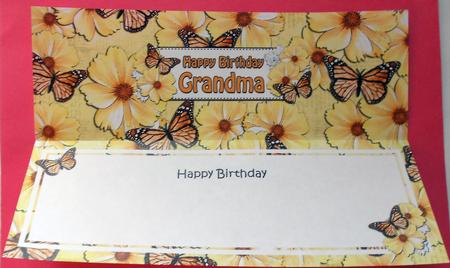 Birthday Grandma Floral Butterflies Large Dl Matching Insert by Eunice Roberts