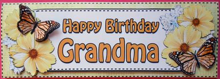Large Dl Birthday Grandma Floral Butterflies 3D Decoupage by Eunice Roberts
