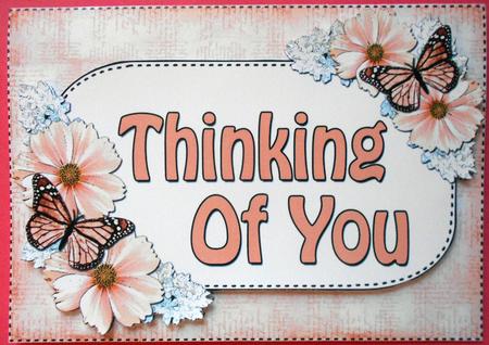 A4 Thinking of You Flowers & Butterflies Card Topper by Eunice Roberts