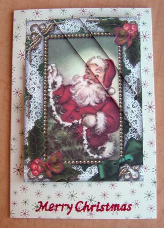 Santa Holly 7x5inch Triangle Duo Corner Stacker by Eunice Roberts