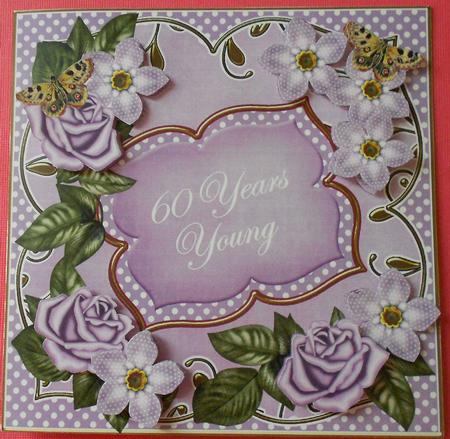 Lilac Fmk 60 Years Young 7in Fancy Decoupage Topper by Eunice Roberts