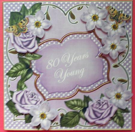 Lilac Fmk 80 Years Young 7in Fancy Decoupage Topper by Eunice Roberts