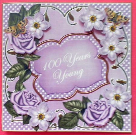 Lilac Fmk 100 Years Young 7in Fancy Decoupage Topper by Eunice Roberts