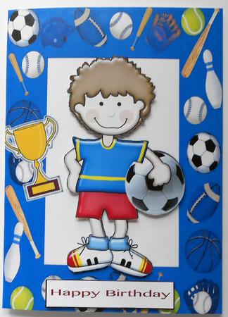 Soccer Boy Wins the Cup in Sports Frame A4 by Eunice Roberts