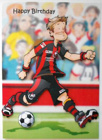 Football Dude Black and Red A4 by Eunice Roberts