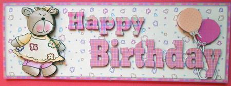 Happy Birthday Girl Bear Word Dl Topper by Eunice Roberts