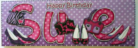 Large Dl Birthday Sue Shoes & Handbags 3D Decoupage by Eunice Roberts