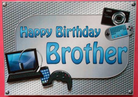 5x7 Birthday Brother Gadgets N Gizmos 3D Decoupage by Eunice Roberts