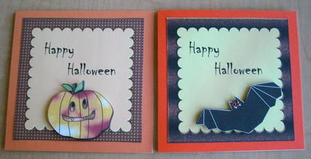Funny Bat & Pumpkin Halloween Card Toppers/ Fronts by Eunice Roberts