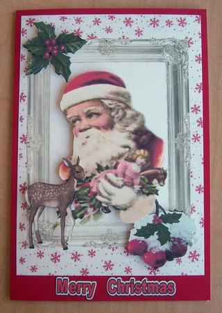 Santa in a Frame with Reindeer by Eunice Roberts