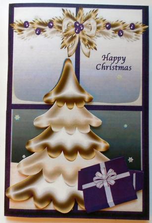 Gold Tree with Purple Window, Card & Insert by Eunice Roberts