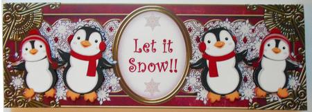 Red Penguins Let It Snow Large Dl Decoupage Topper by Eunice Roberts