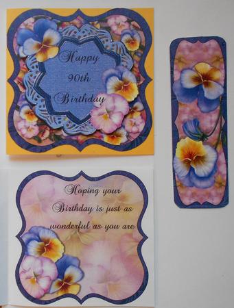 Happy 90th Birthday Topper, Insert & Bookmark by Eunice Roberts