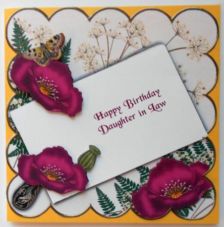 Cerise Poppy Frame Ink Saver 8in Decoupage Topper by Eunice Roberts