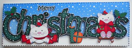 Large Dl Christmas Little Cats Quick Card 3D Decoupage by Eunice Roberts