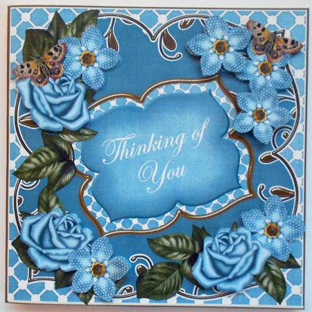 Teal Met Fleur Thinking of You 7in Fancy Decoupage Topper by Eunice Roberts