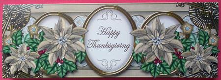 Gold Poinsettia Happy Thanksgiving Large Dl Topper by Eunice Roberts