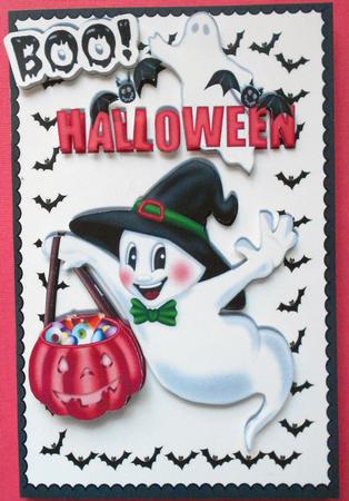 !boo! Ghost with Bats, & Pumpkin by Eunice Roberts