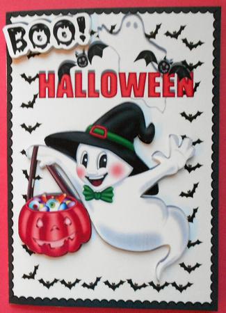 !boo! Ghost with Pumpkin A4 by Eunice Roberts