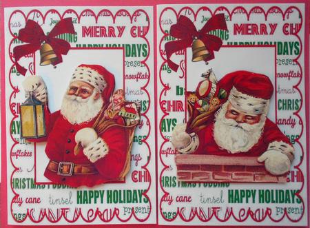 Lovely Vintage Santas with Bells Card Fronts by Eunice Roberts