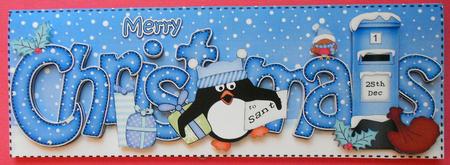 Large Dl Christmas Pip Pengin Postbox 3D Decoupage by Eunice Roberts